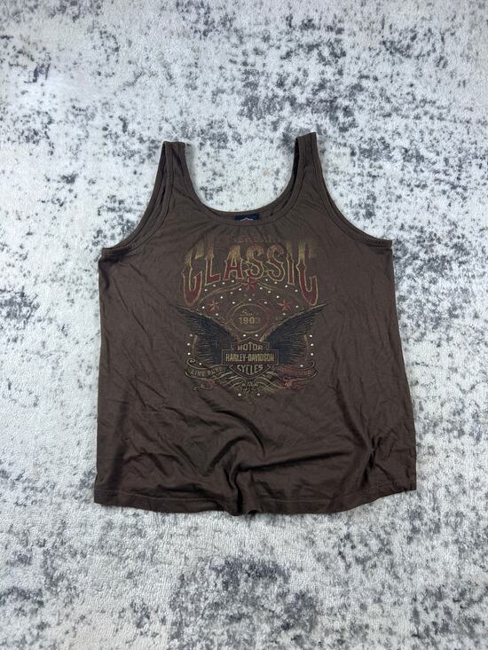 Harley Davidson Other - Vintage Harley Davidson Tank Top Womans XL Brown Biker Y2k